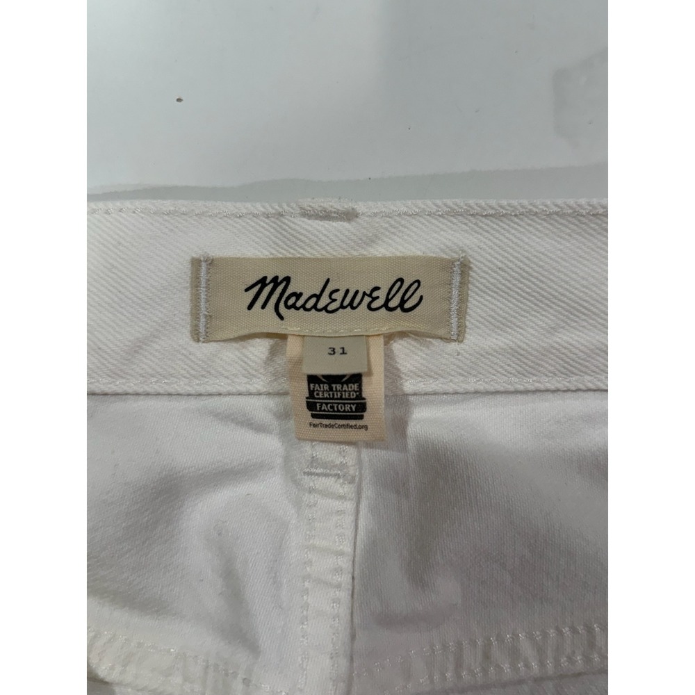 Madewell Denim Maxi Skirt White High Rise Front Slit Raw Hem Size 31 NM151 - Picture 4 of 6